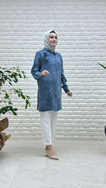 Nihan Omzu Güllü Cupra Tunik