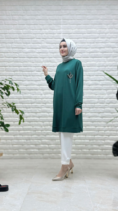 Kado Çınar Yapraklı Uzun Tunik 9653