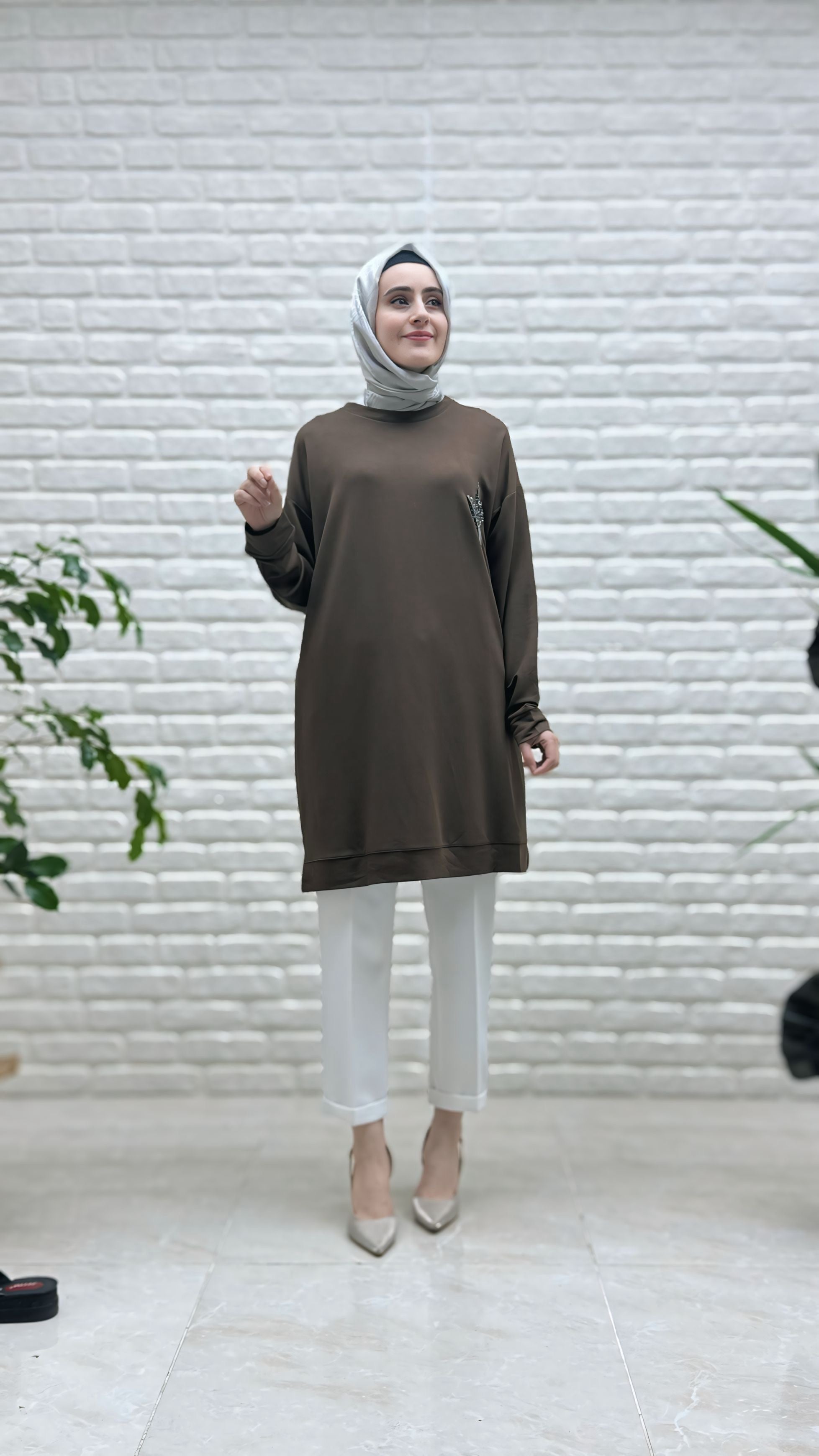 Kado Çınar Yapraklı Uzun Tunik 9653