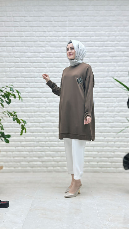 Kado Çınar Yapraklı Uzun Tunik 9653