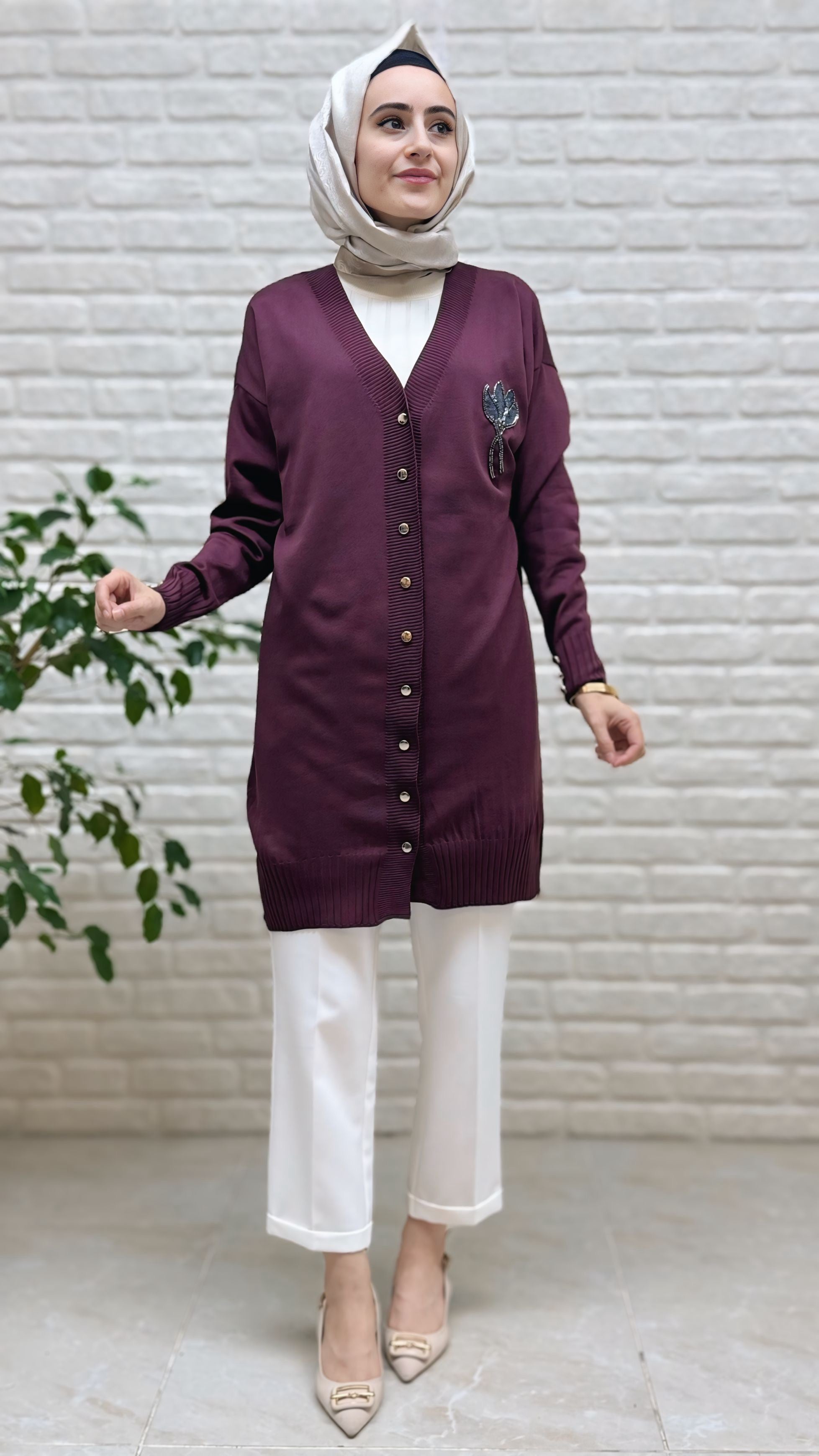 Beranisa Soğuk İp Lale Detay Hırka 3260