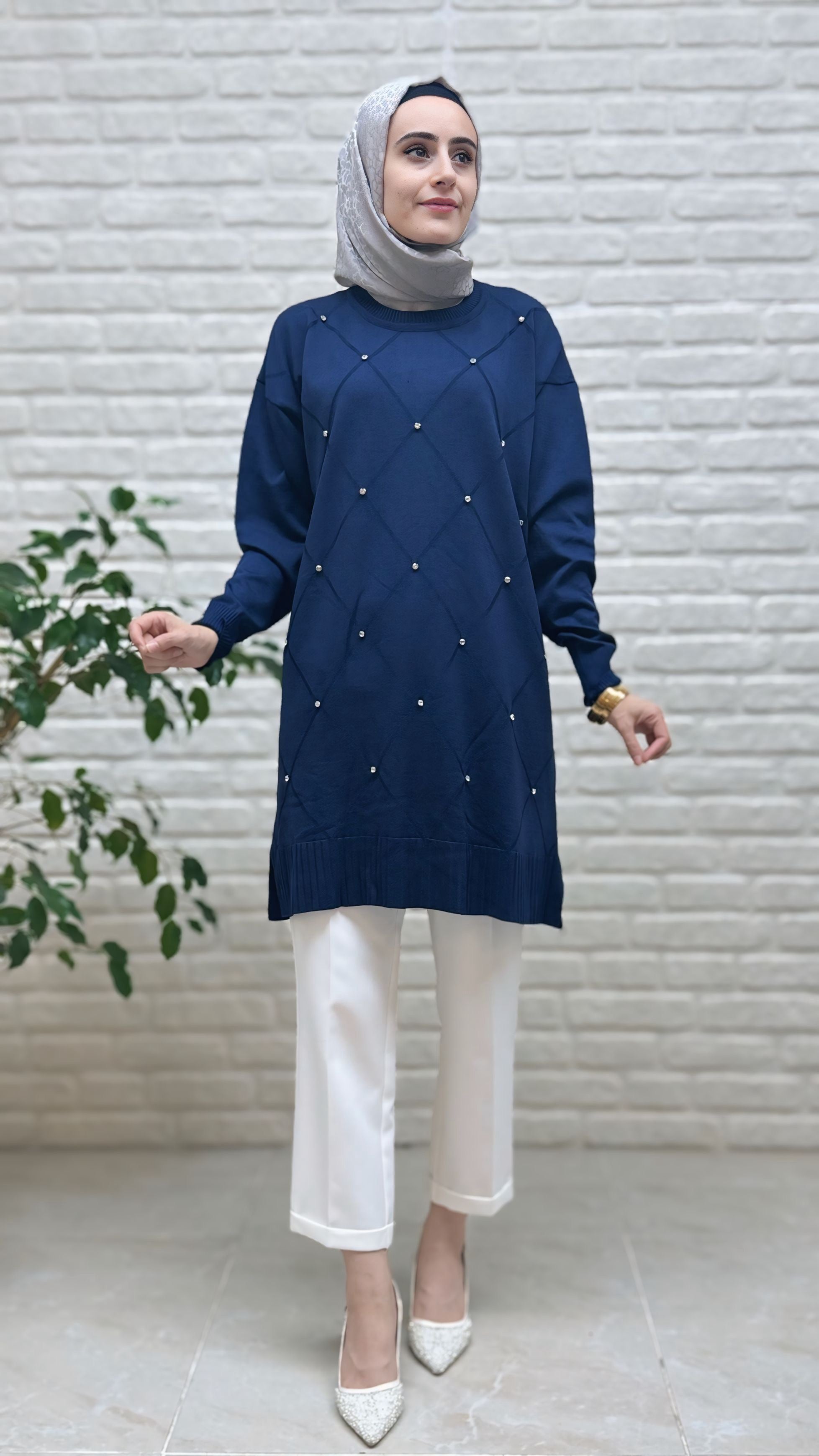 Beranisa Taşlı Soğuk İp Tunik 3225