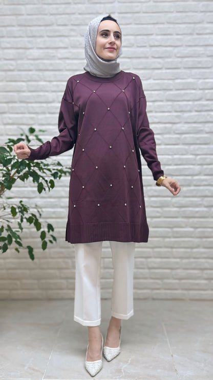 Beranisa Taşlı Soğuk İp Tunik 3225