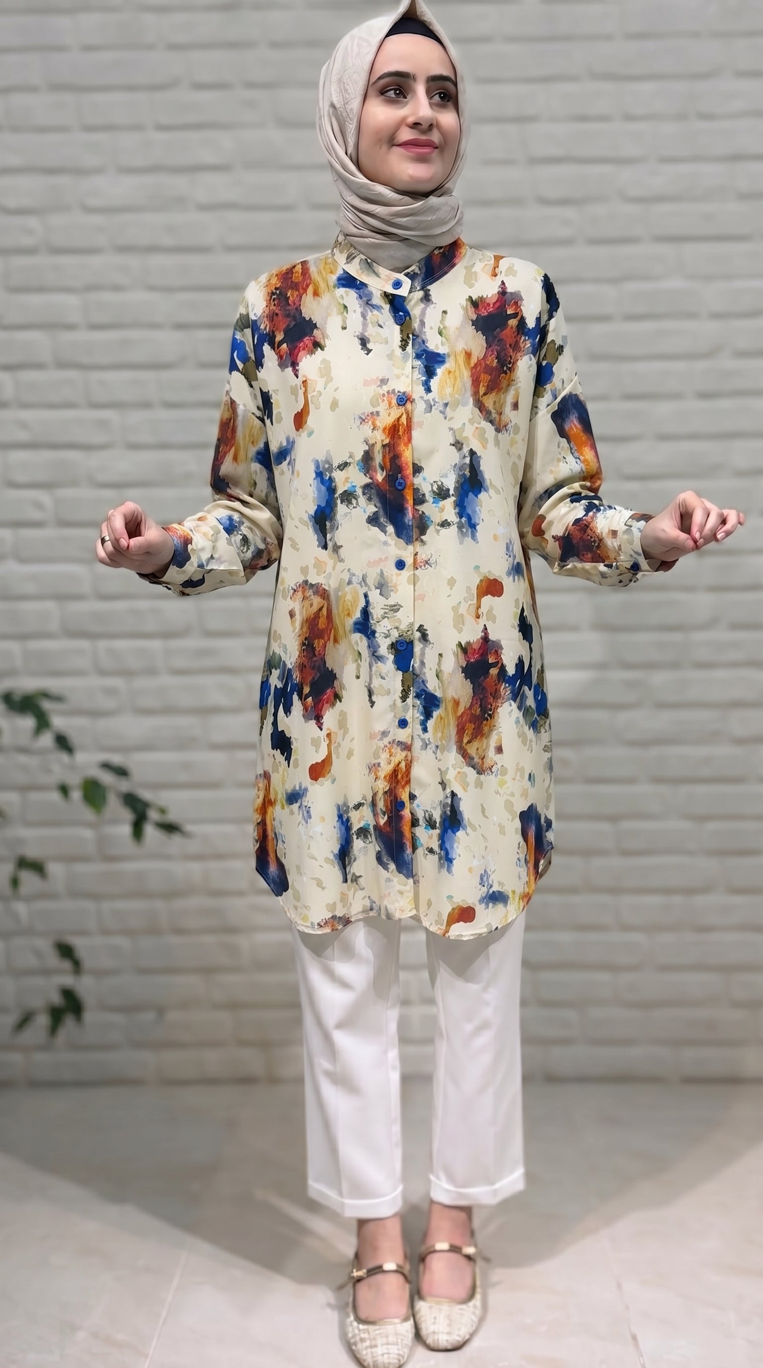 Beranisa Desenli Düğmeli Tunik 4024