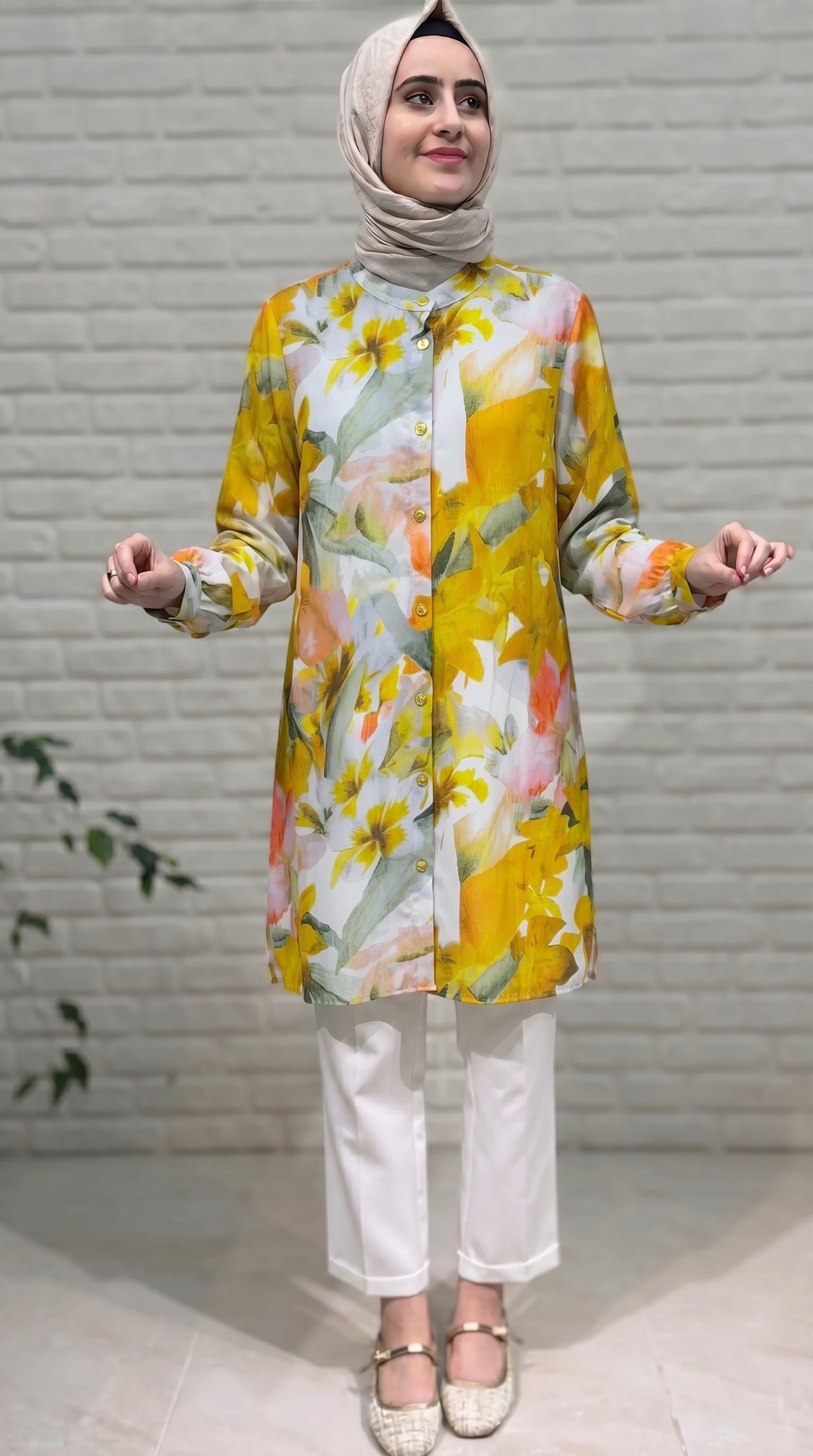 Beranisa Desenli Düğmeli Tunik 4024