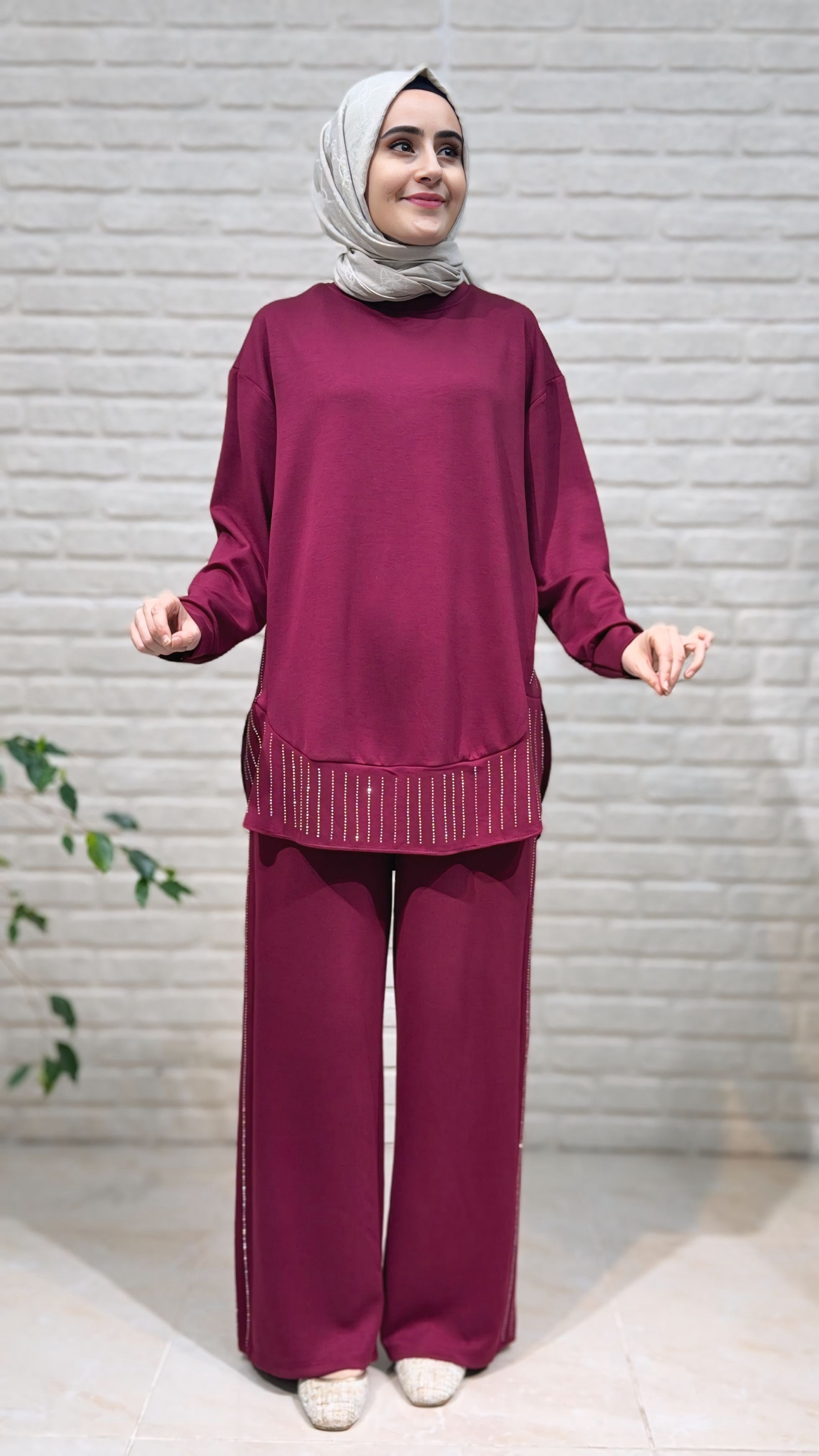 Beranisa Taş Detaylı Pantolonlu Takım 4026