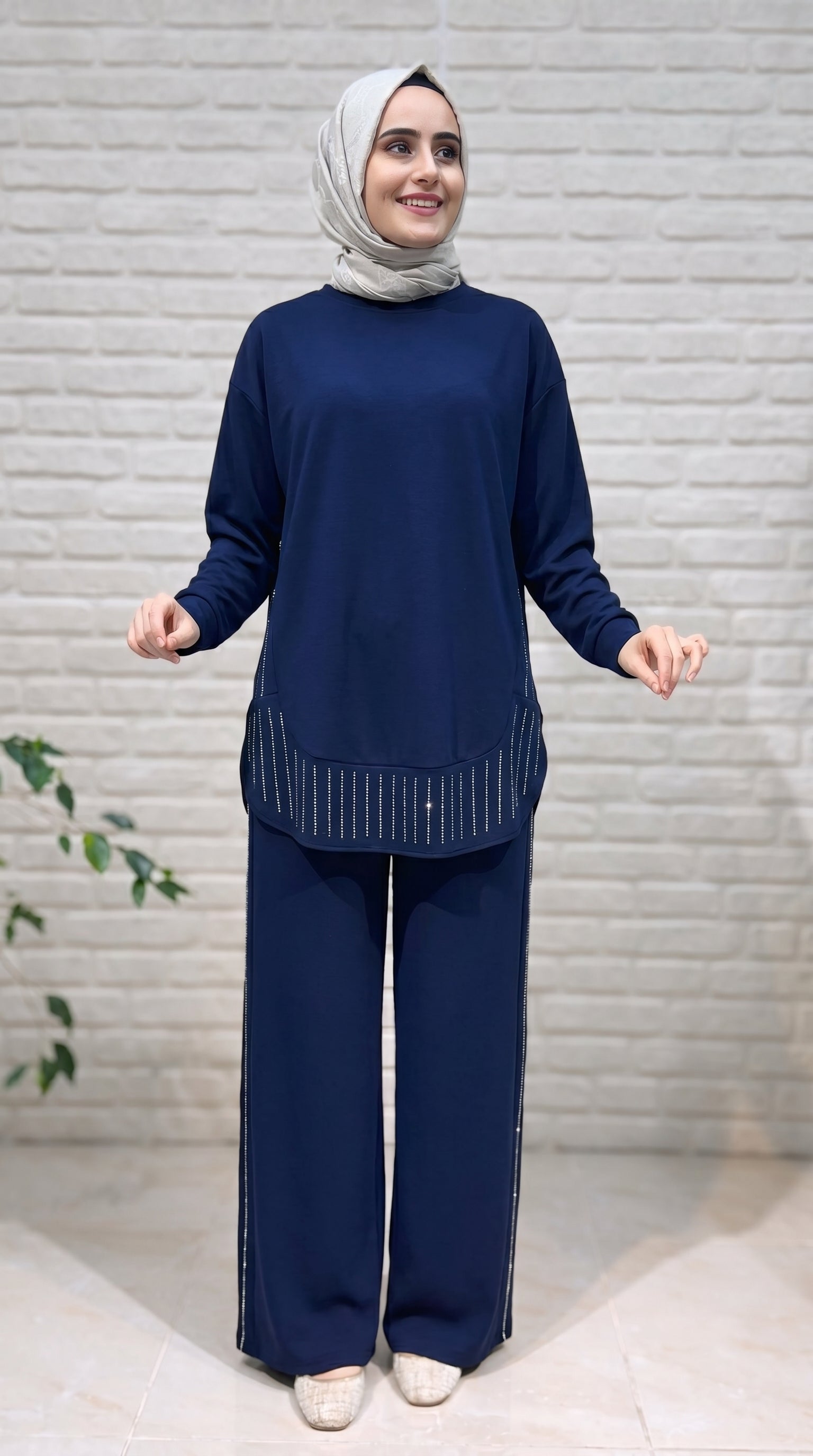 Beranisa Taş Detaylı Pantolonlu Takım 4026