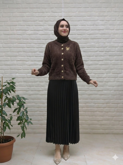 Nefise Düğmeli Kısa Angora Ceket 7534