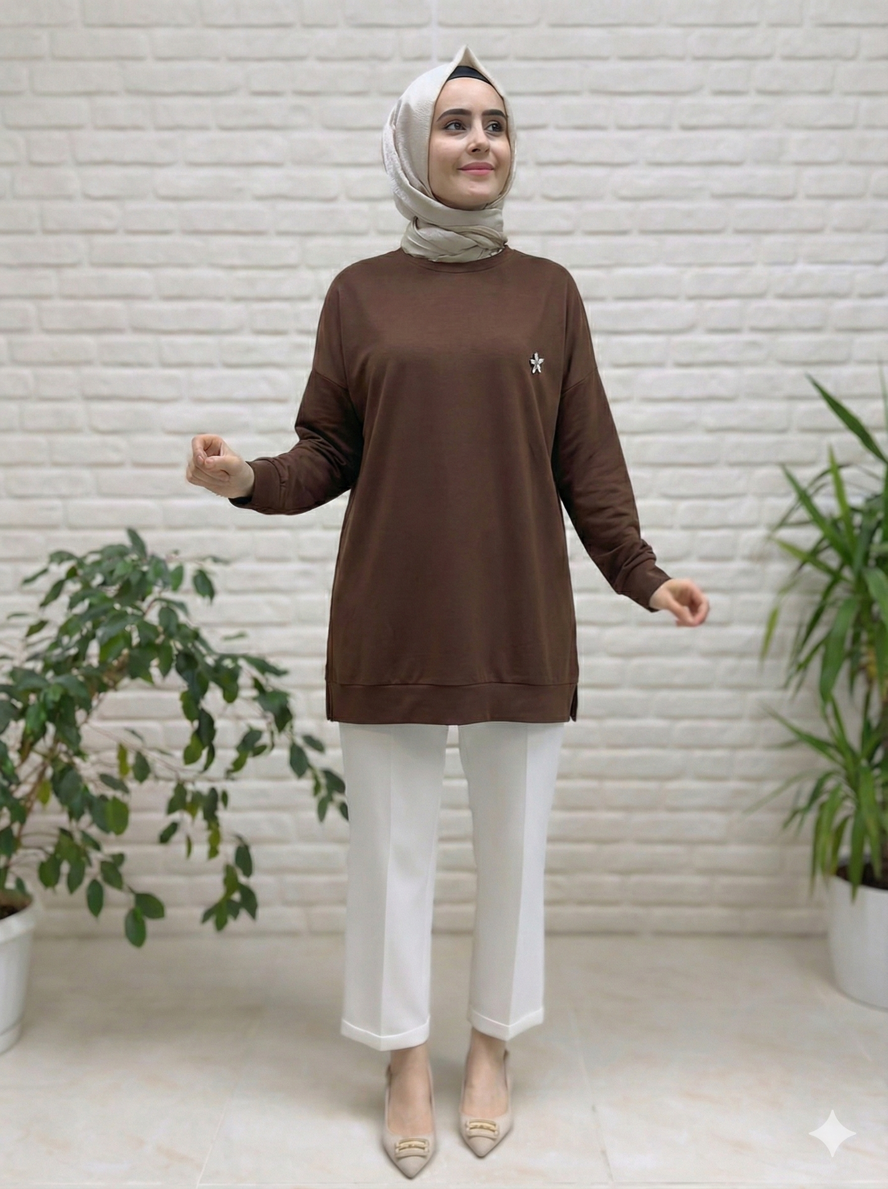 Kado Beyzik Yıldız Broşlu Tunik 257434
