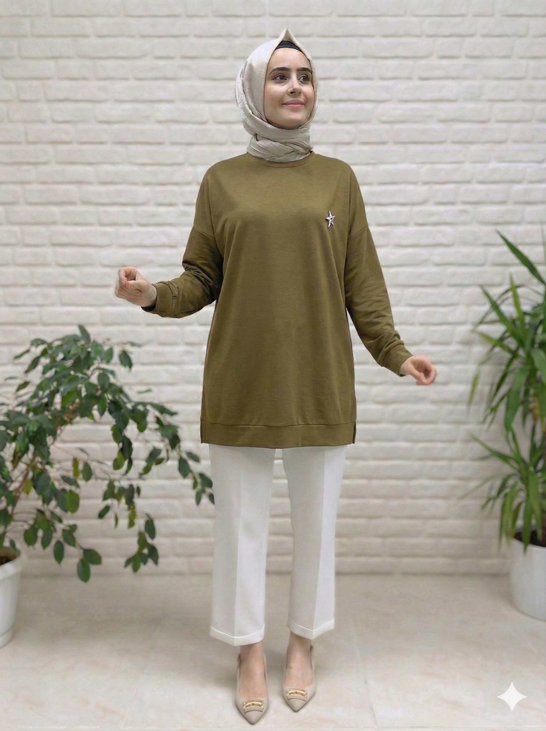 Kado Beyzik Yıldız Broşlu Tunik 257434