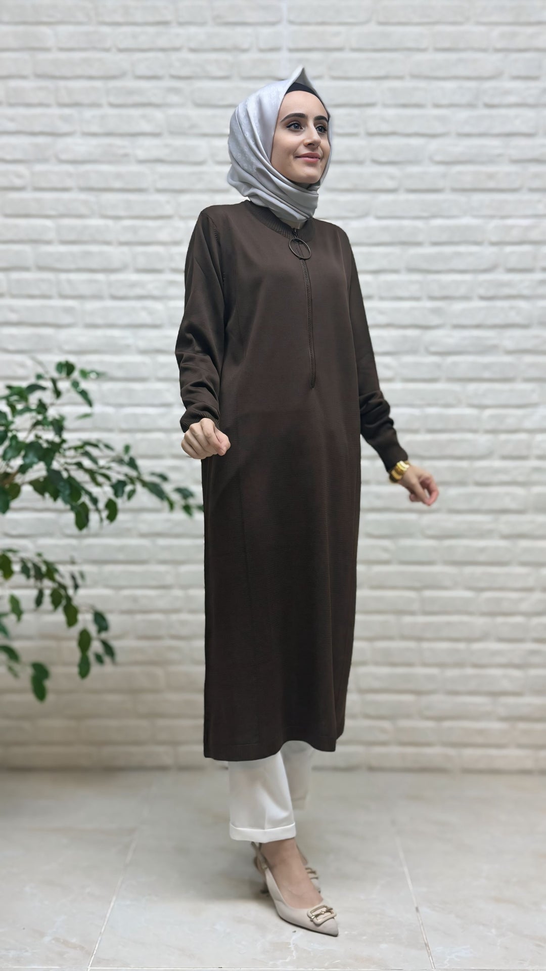 Beranisa Soğuk İp Uzun Fermuarlı Tunik 35338