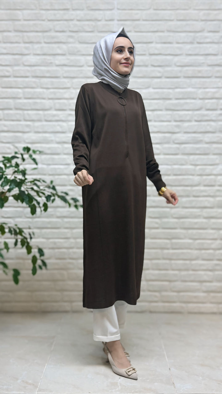 Beranisa Soğuk İp Uzun Fermuarlı Tunik 35338