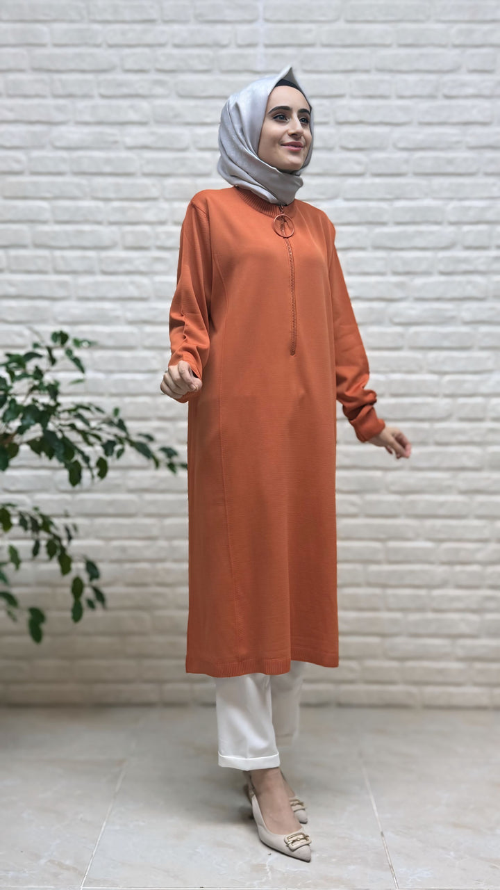 Beranisa Soğuk İp Uzun Fermuarlı Tunik 35338