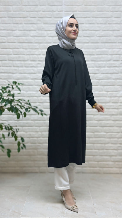 Beranisa Soğuk İp Uzun Fermuarlı Tunik 35338
