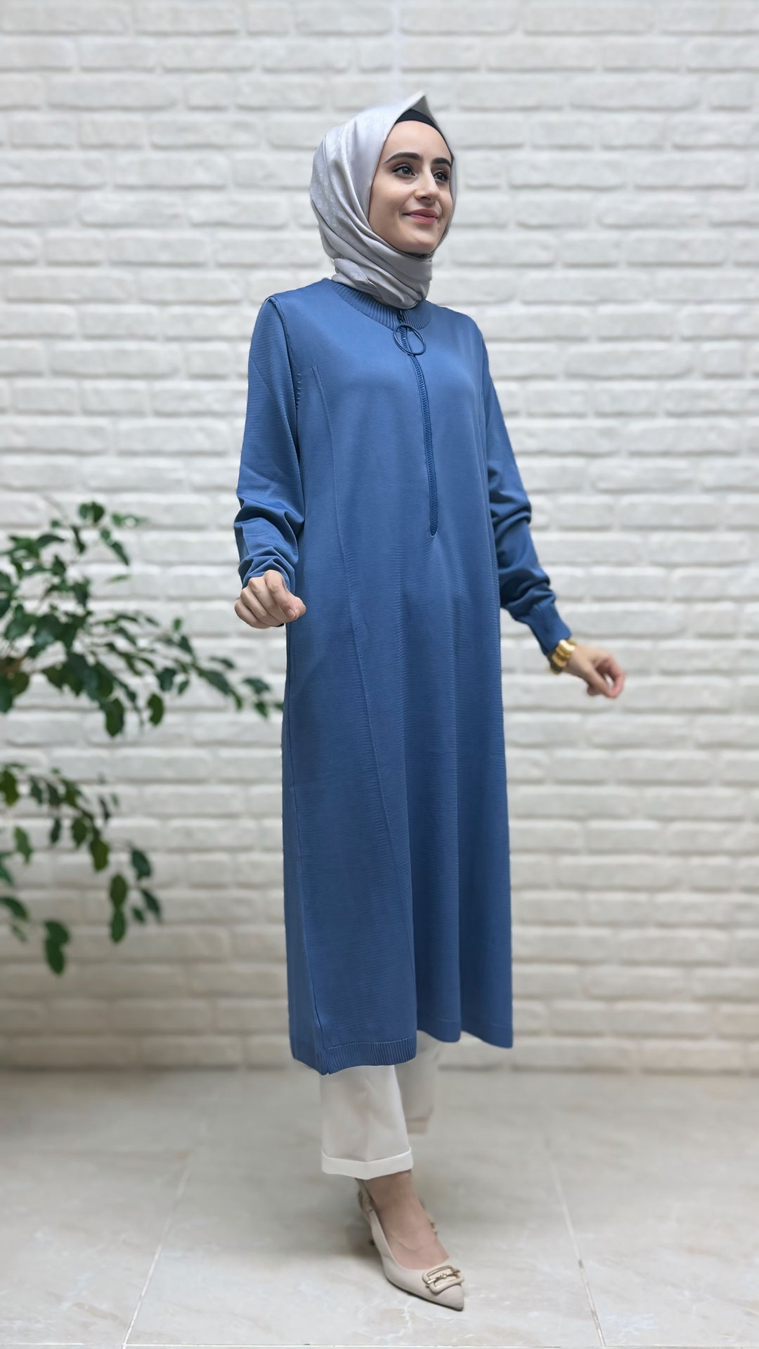 Beranisa Soğuk İp Uzun Fermuarlı Tunik 35338