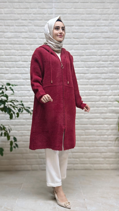 Gülseli Sırtı Nakışlı Angora Kopşonlu Hırka 250752