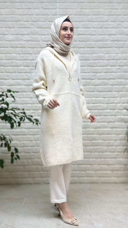 Gülseli Sırtı Nakışlı Angora Kopşonlu Hırka 250752