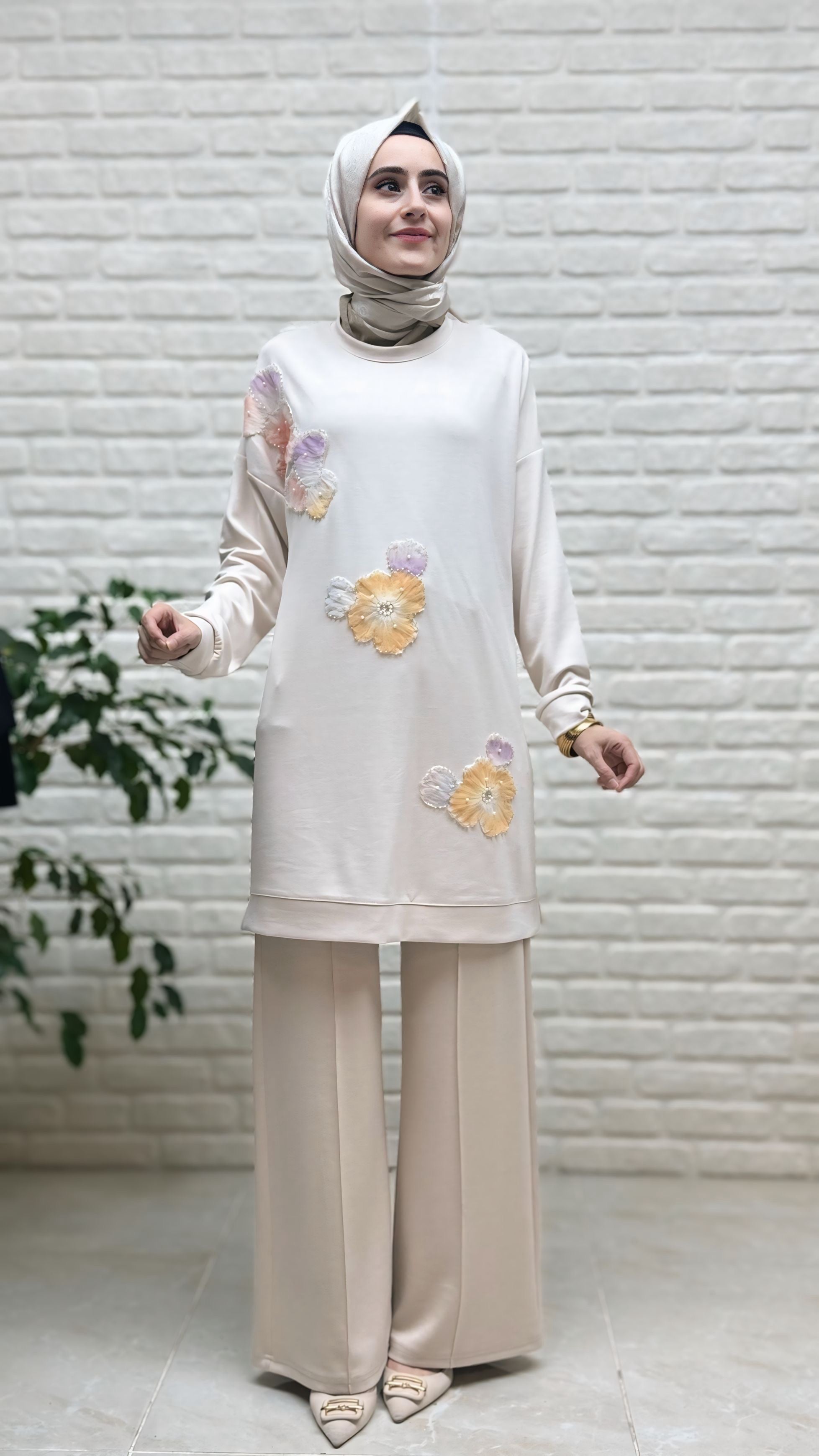 Simay Moda Oysho Çimalı Bol Paça Pantolon 1041