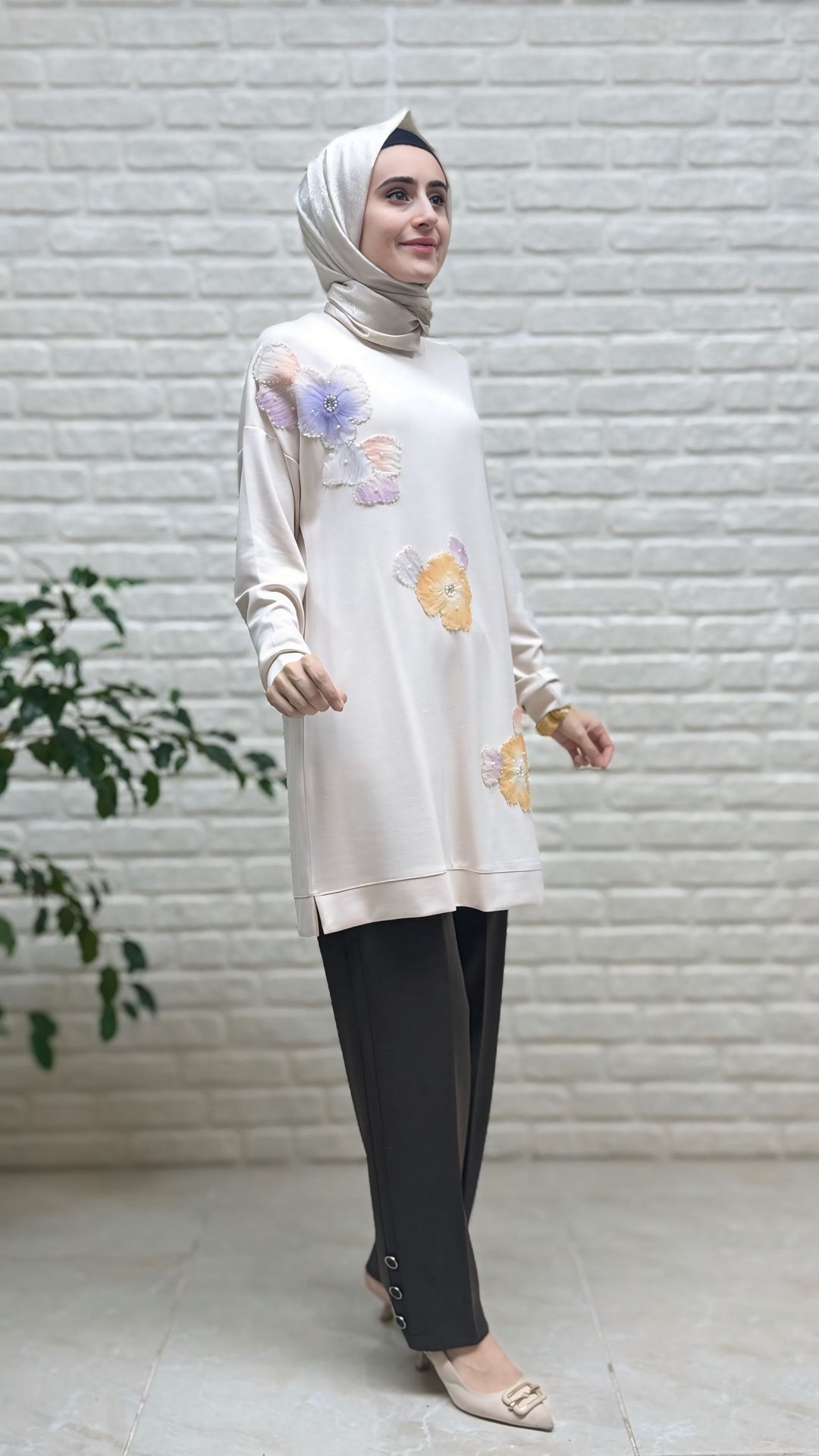 Simay Moda Oysho Paça Yanı Üç Düğmeli Pantolon 1075