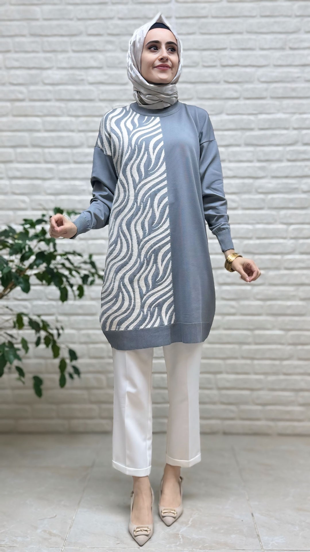 Novalüks Sakal Detay Soğuk İp Tunik 3284