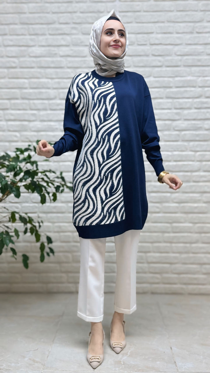 Novalüks Sakal Detay Soğuk İp Tunik 3284