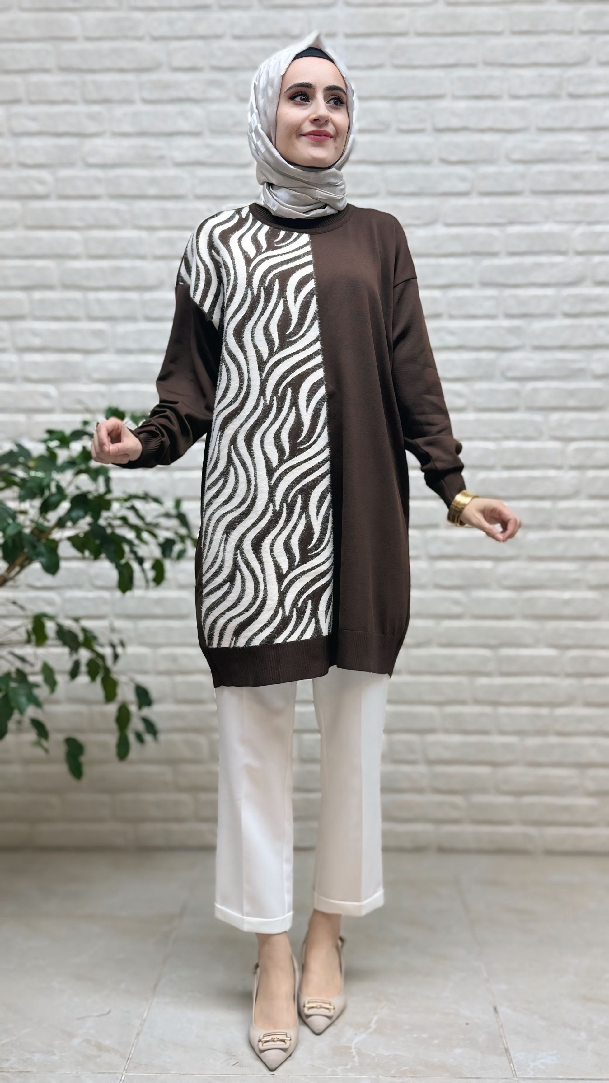 Novalüks Sakal Detay Soğuk İp Tunik 3284