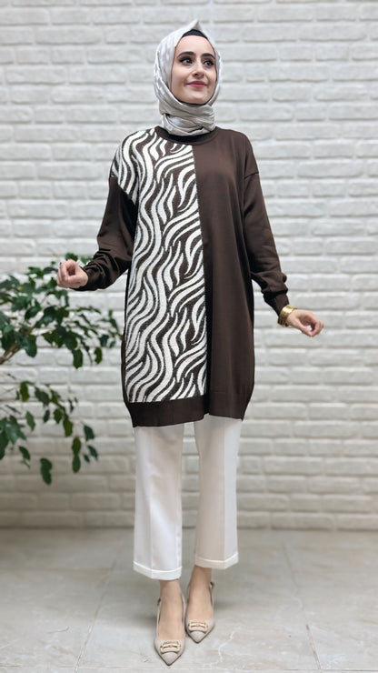 Novalüks Sakal Detay Soğuk İp Tunik 3284