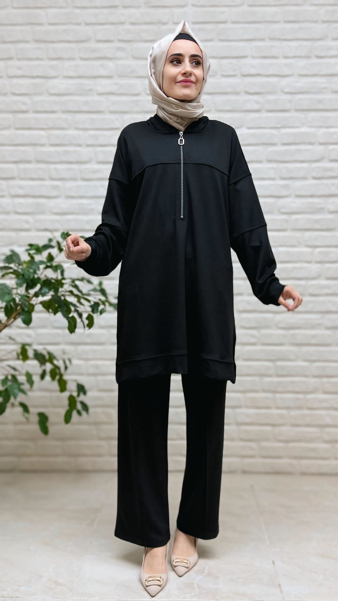 Moda Park Kapşonlu Fermuarlı Tunik 3959