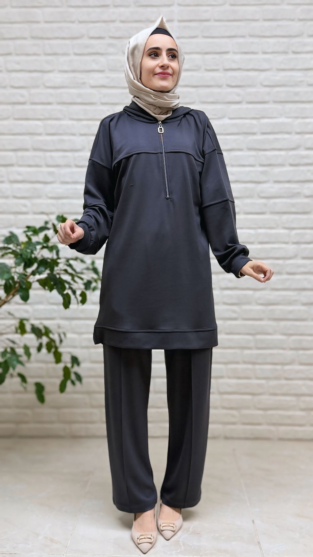 Moda Park Kapşonlu Fermuarlı Tunik 3959