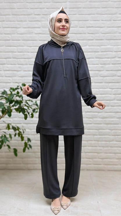 Moda Park Kapşonlu Fermuarlı Tunik 3959