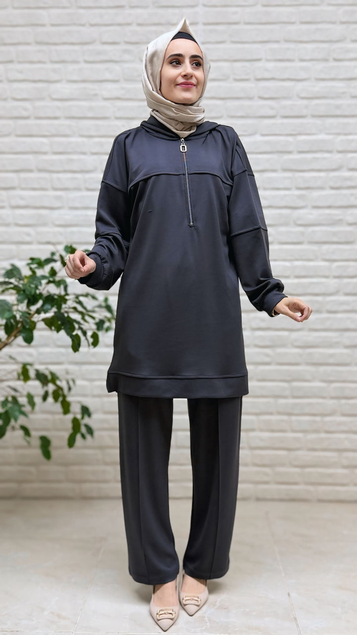 Moda Park Kapşonlu Fermuarlı Tunik 3959