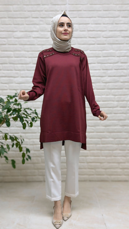 Kado Merserize Omzu Taşlı Tunik 2725008