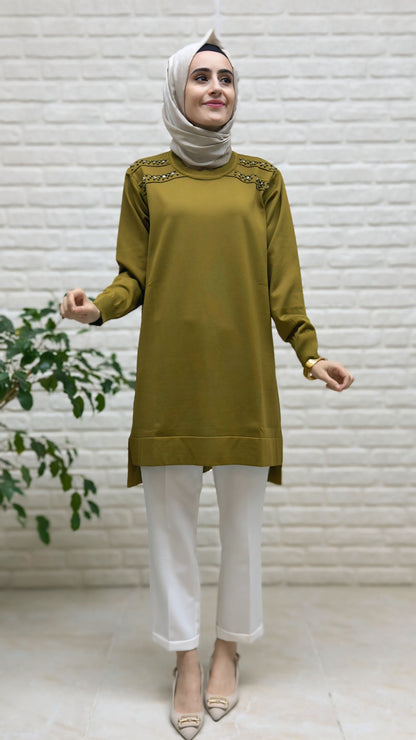 Kado Merserize Omzu Taşlı Tunik 2725008