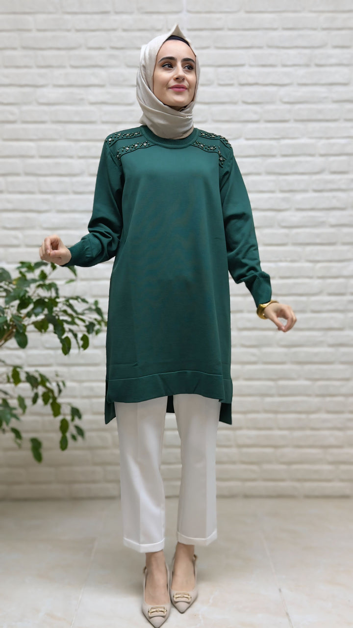 Kado Merserize Omzu Taşlı Tunik 2725008