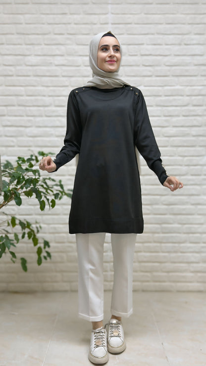 Beranisa Düğme Detay Soğukip Tunik 3963