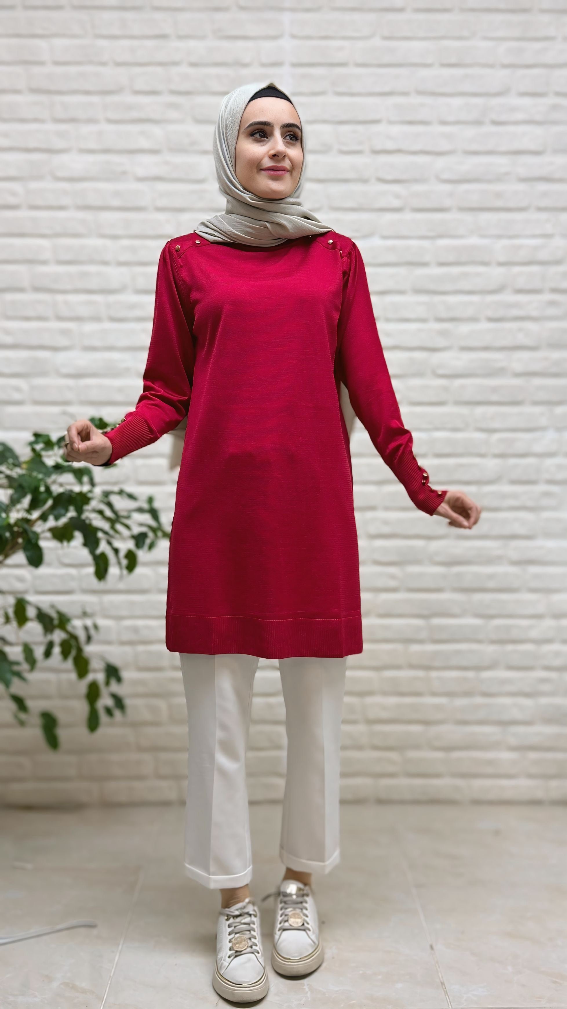 Beranisa Düğme Detay Soğukip Tunik 3963