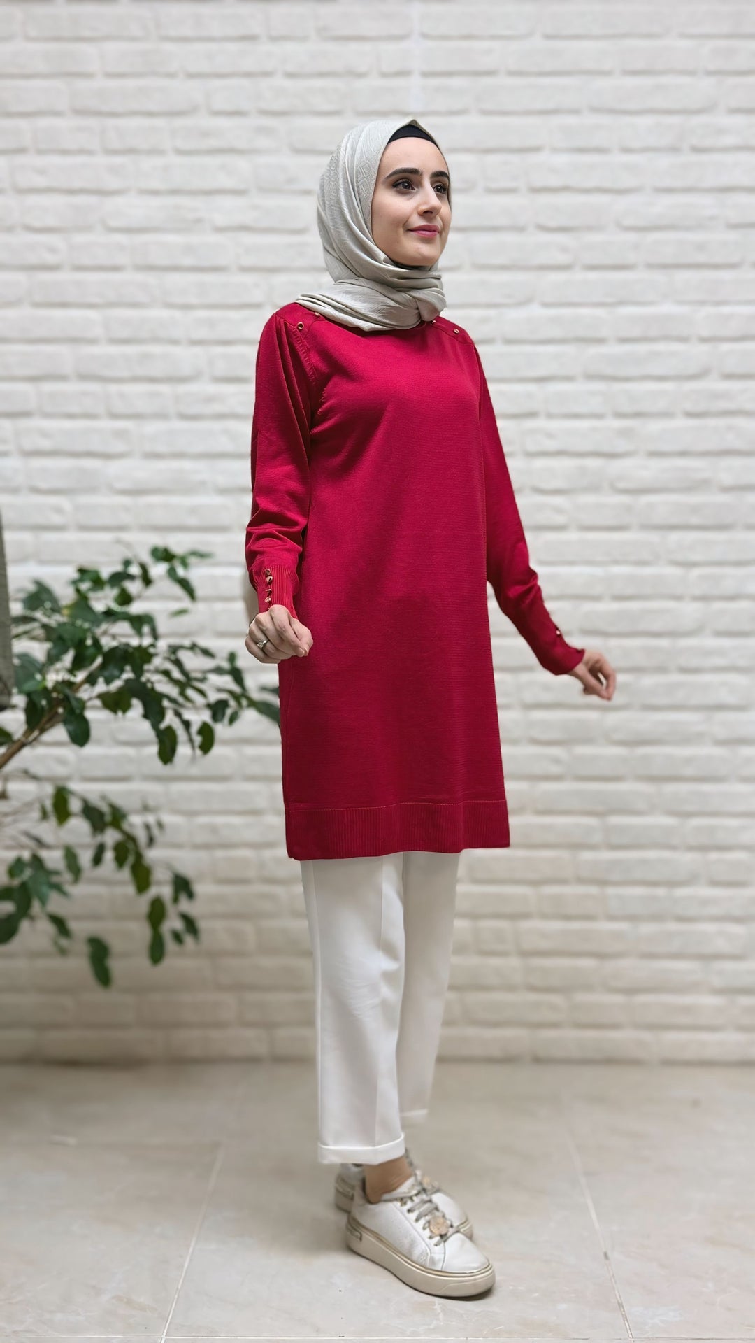 Beranisa Düğme Detay Soğukip Tunik 3963