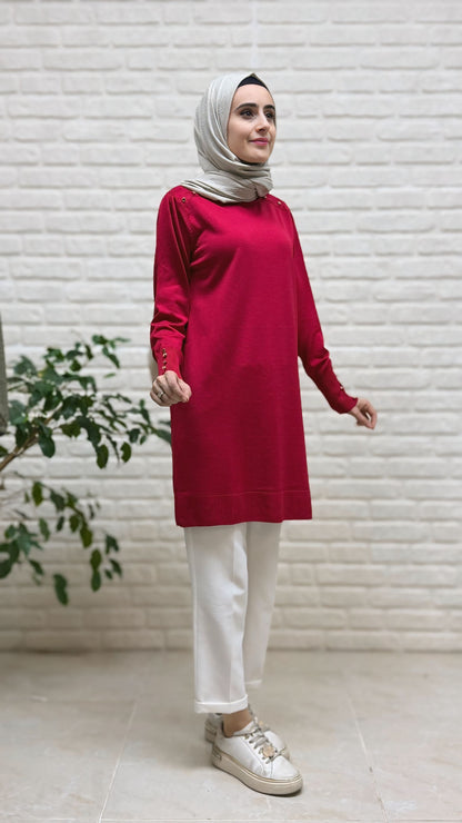 Beranisa Düğme Detay Soğukip Tunik 3963