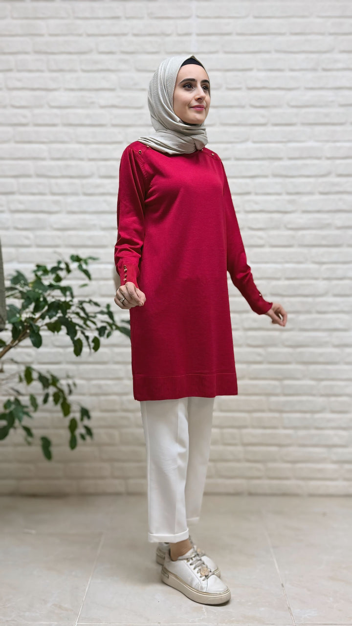 Beranisa Düğme Detay Soğukip Tunik 3963