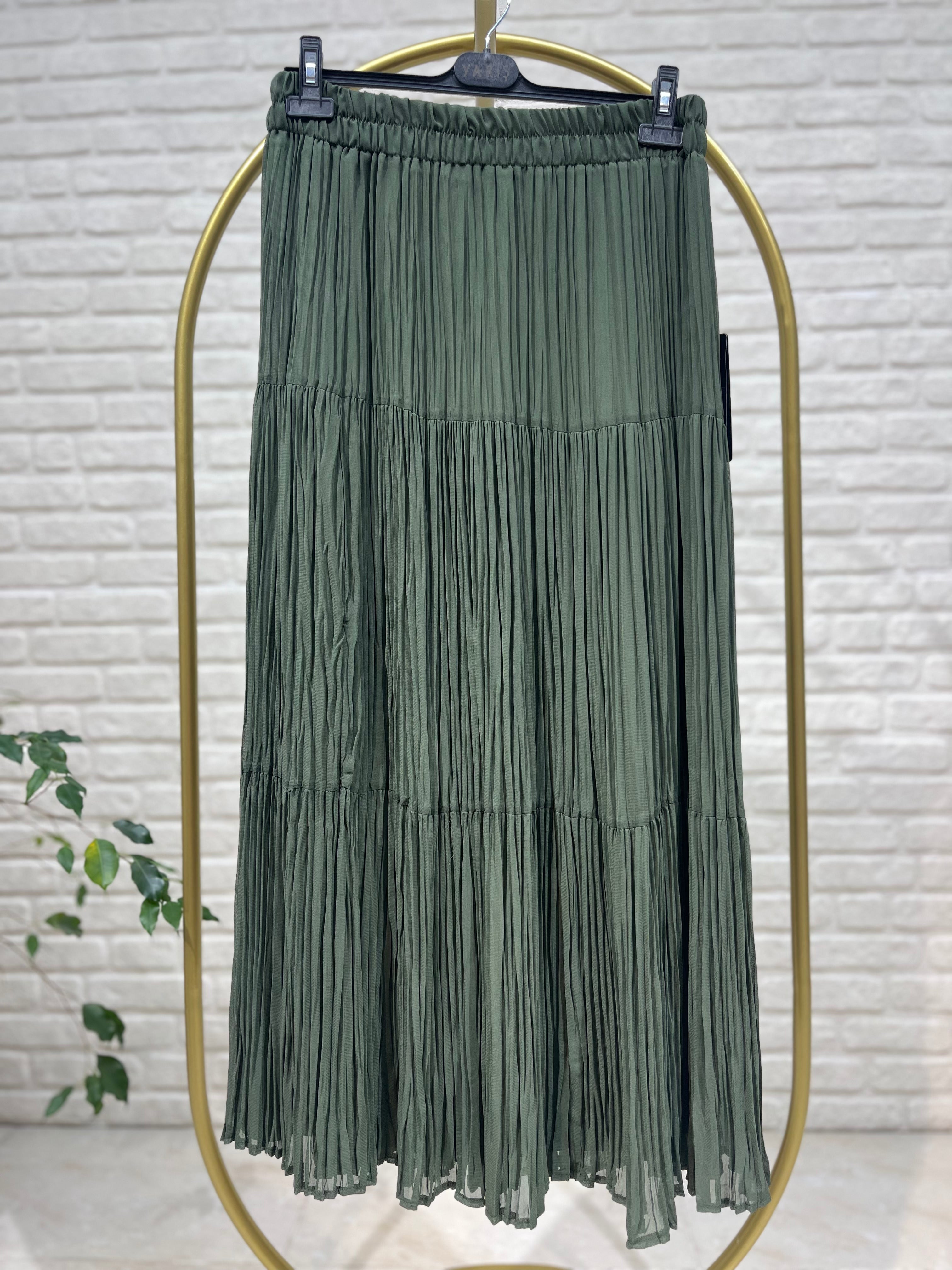 Yarış Şifon Kırıştırma Etek 3406