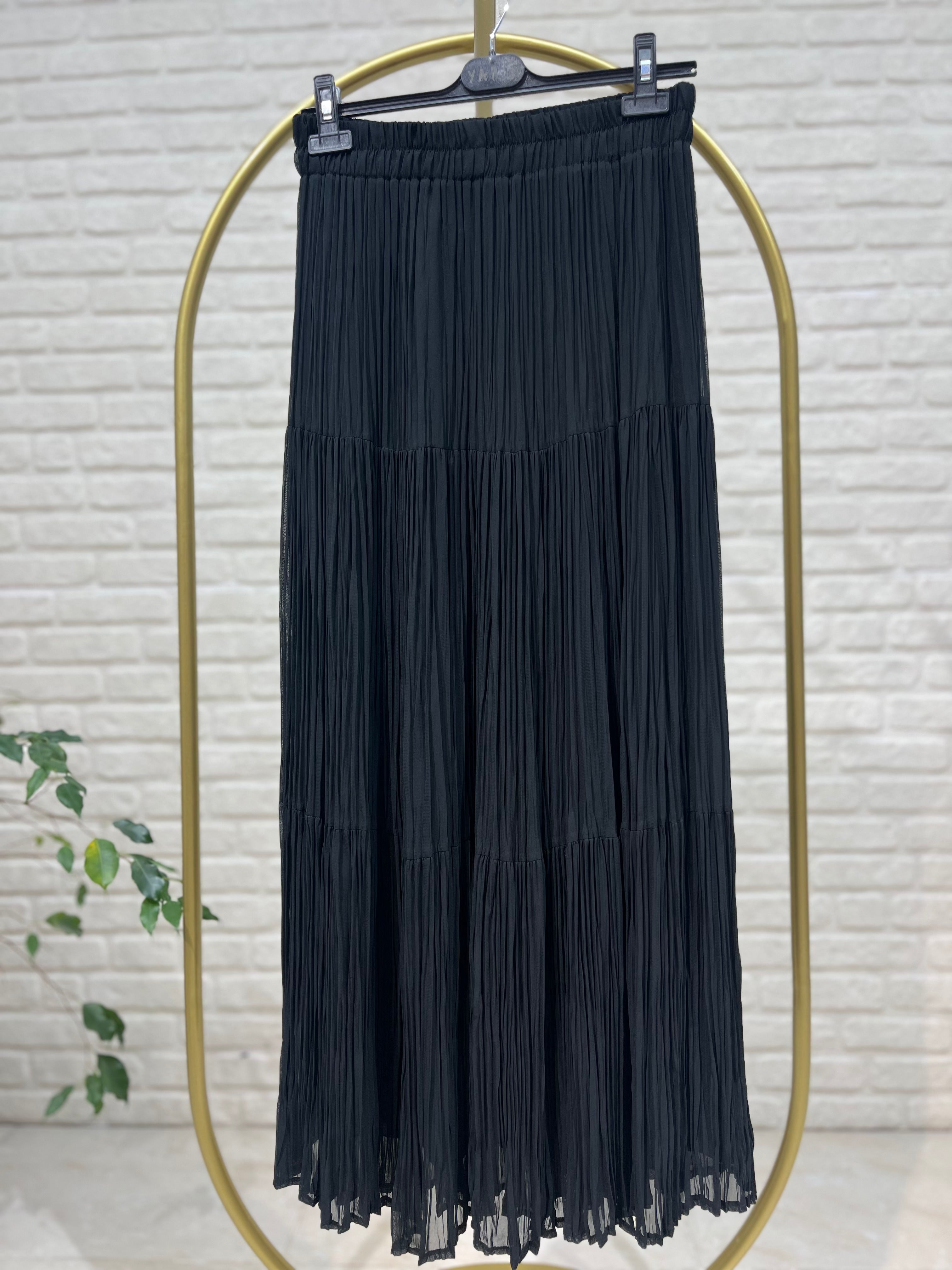 Yarış Şifon Kırıştırma Etek 3406