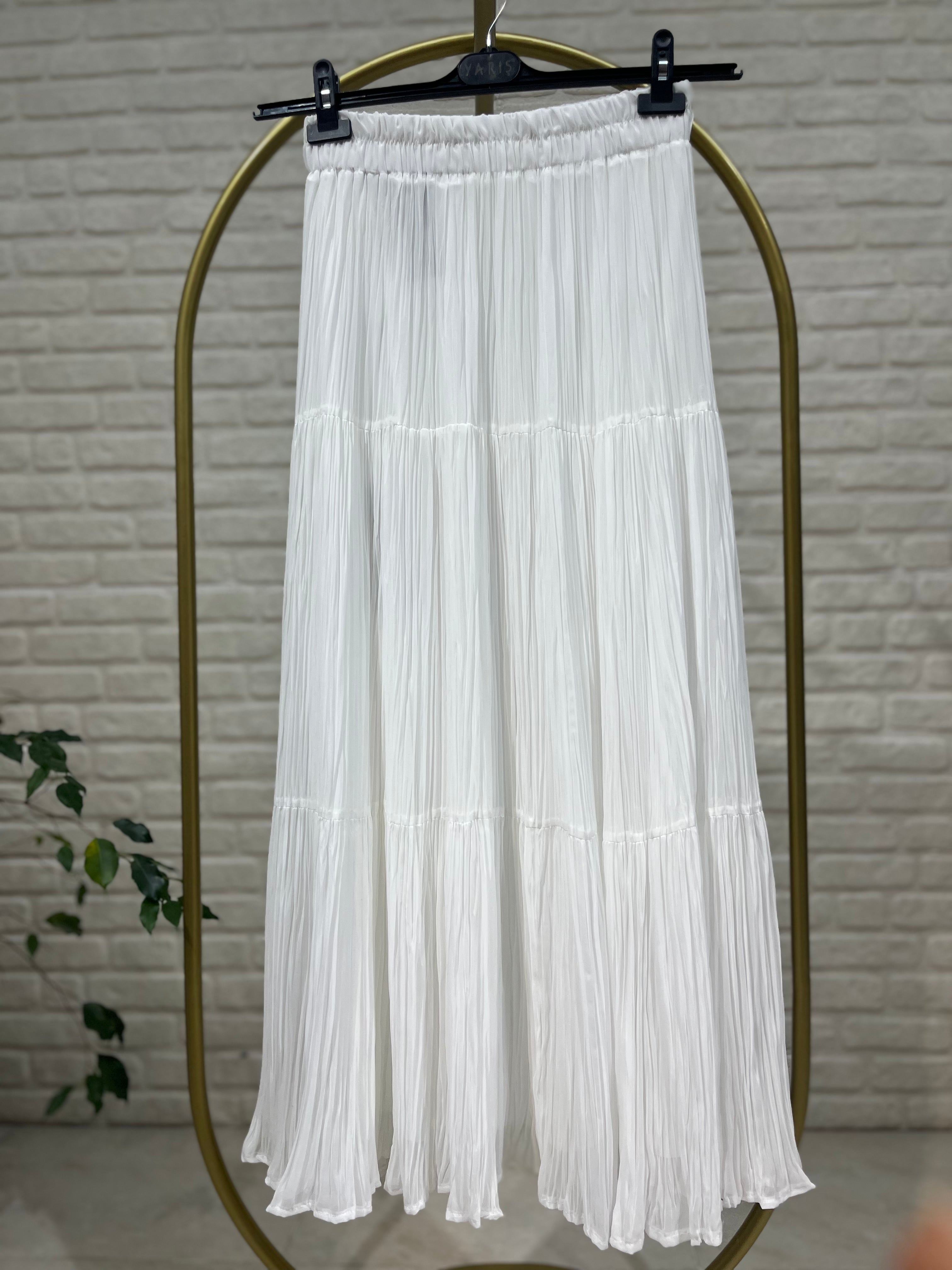 Yarış Şifon Kırıştırma Etek 3406