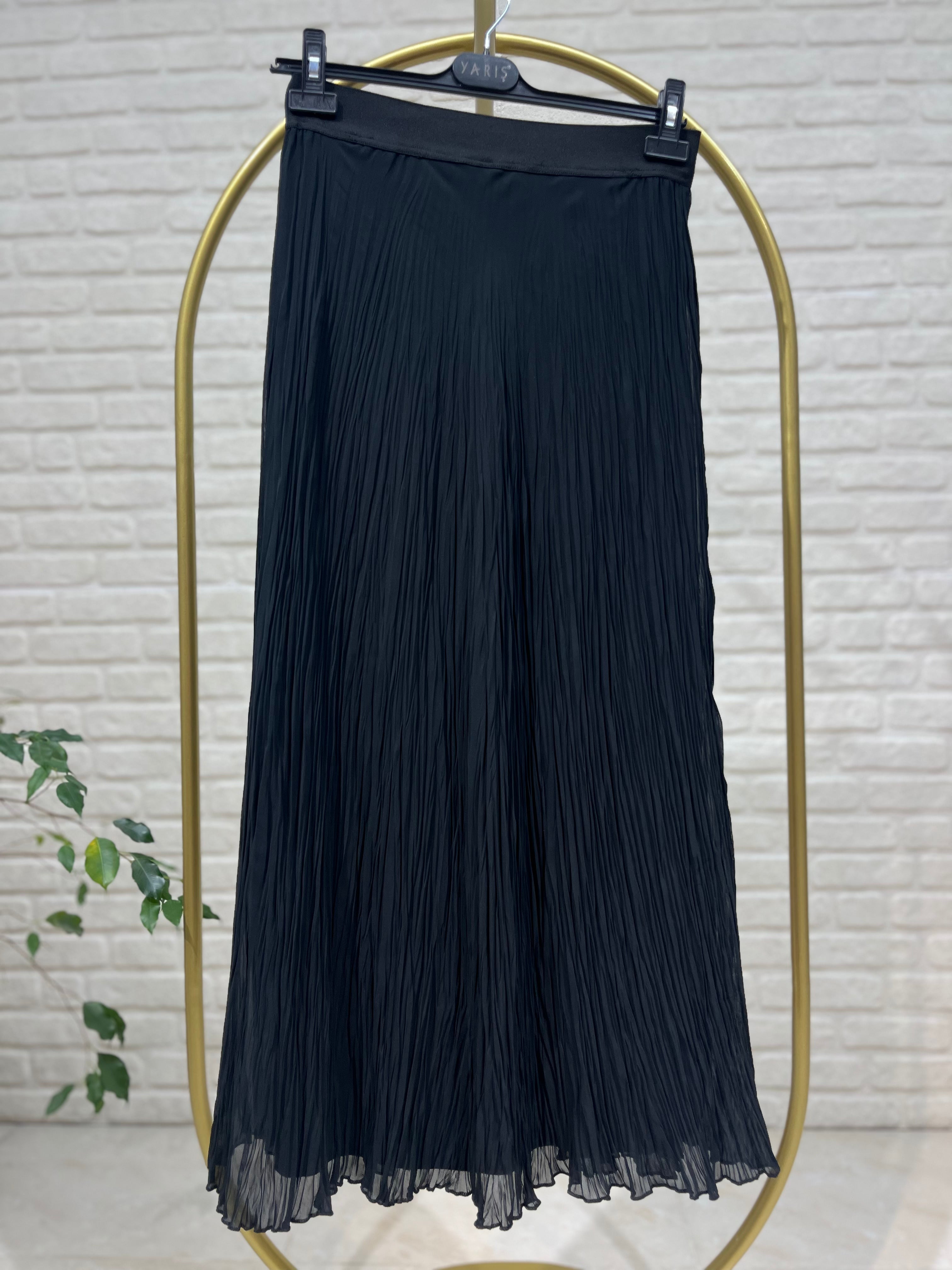 Yarış Beli Lastikli Şifon Etek 3342