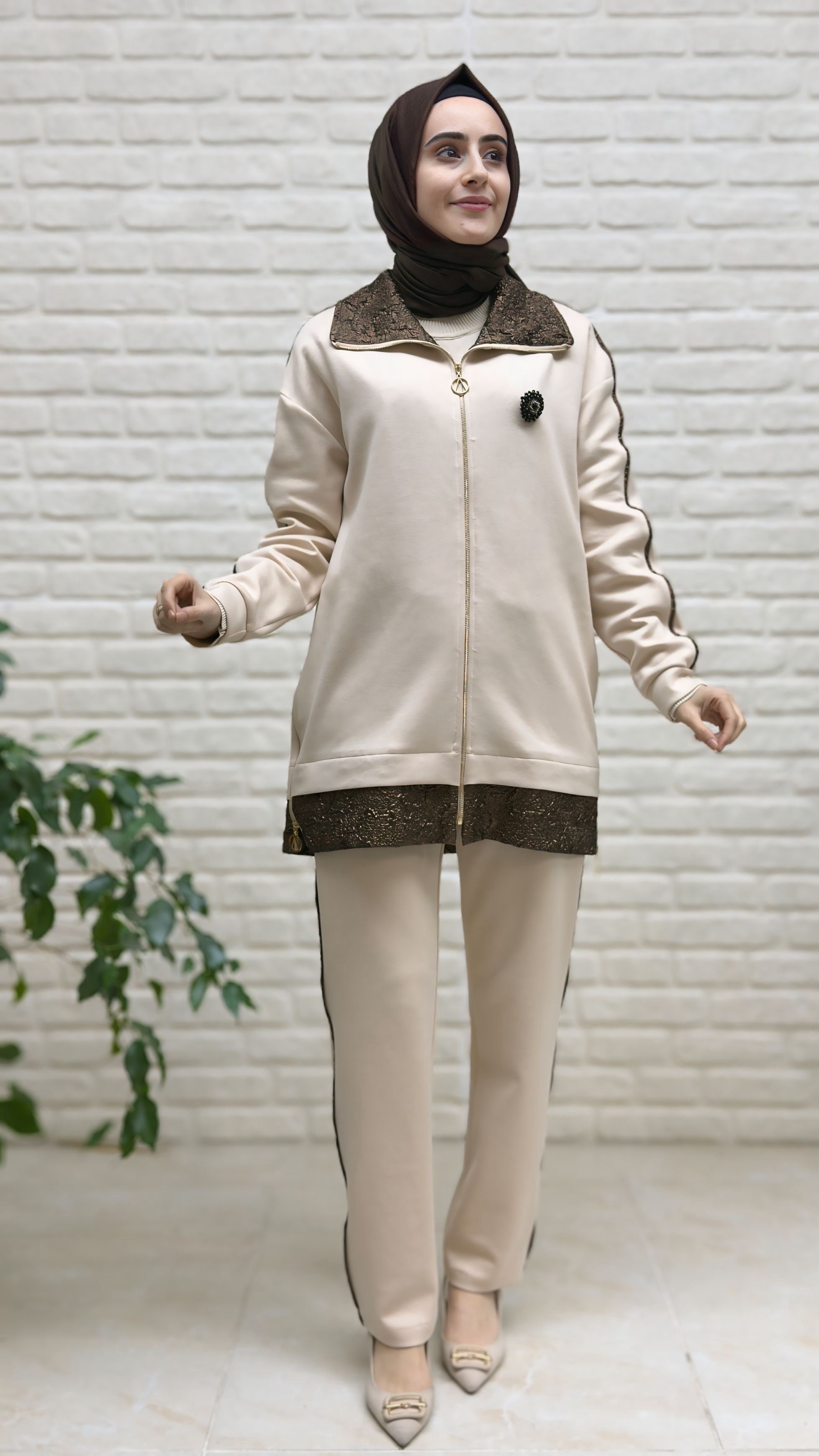 Endiva Fermuarlı Modal Pantolonlu Takım 25140