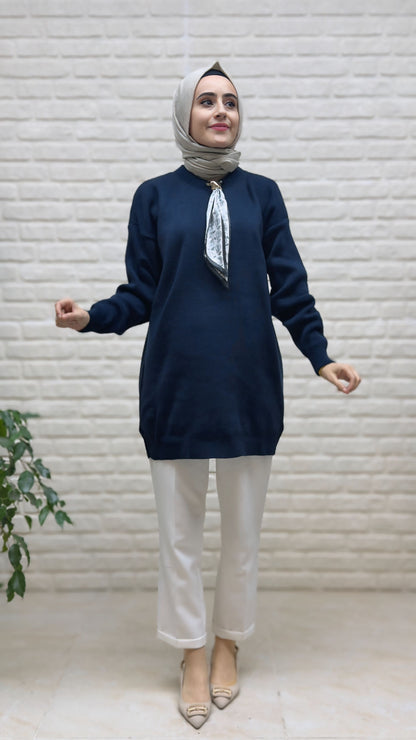 Novalüks Fularlı Triko Tunik 3289