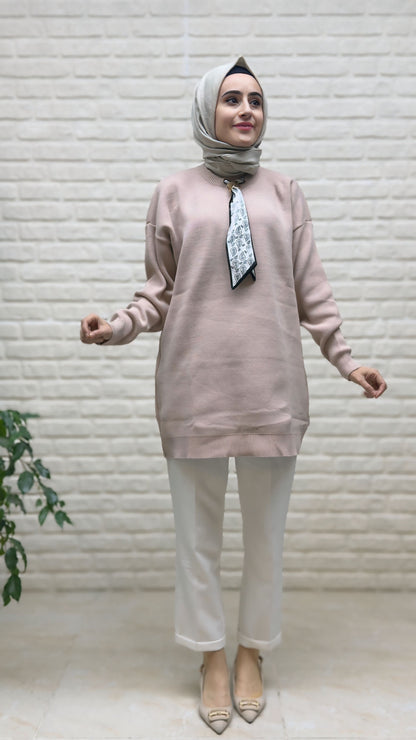 Novalüks Fularlı Triko Tunik 3289