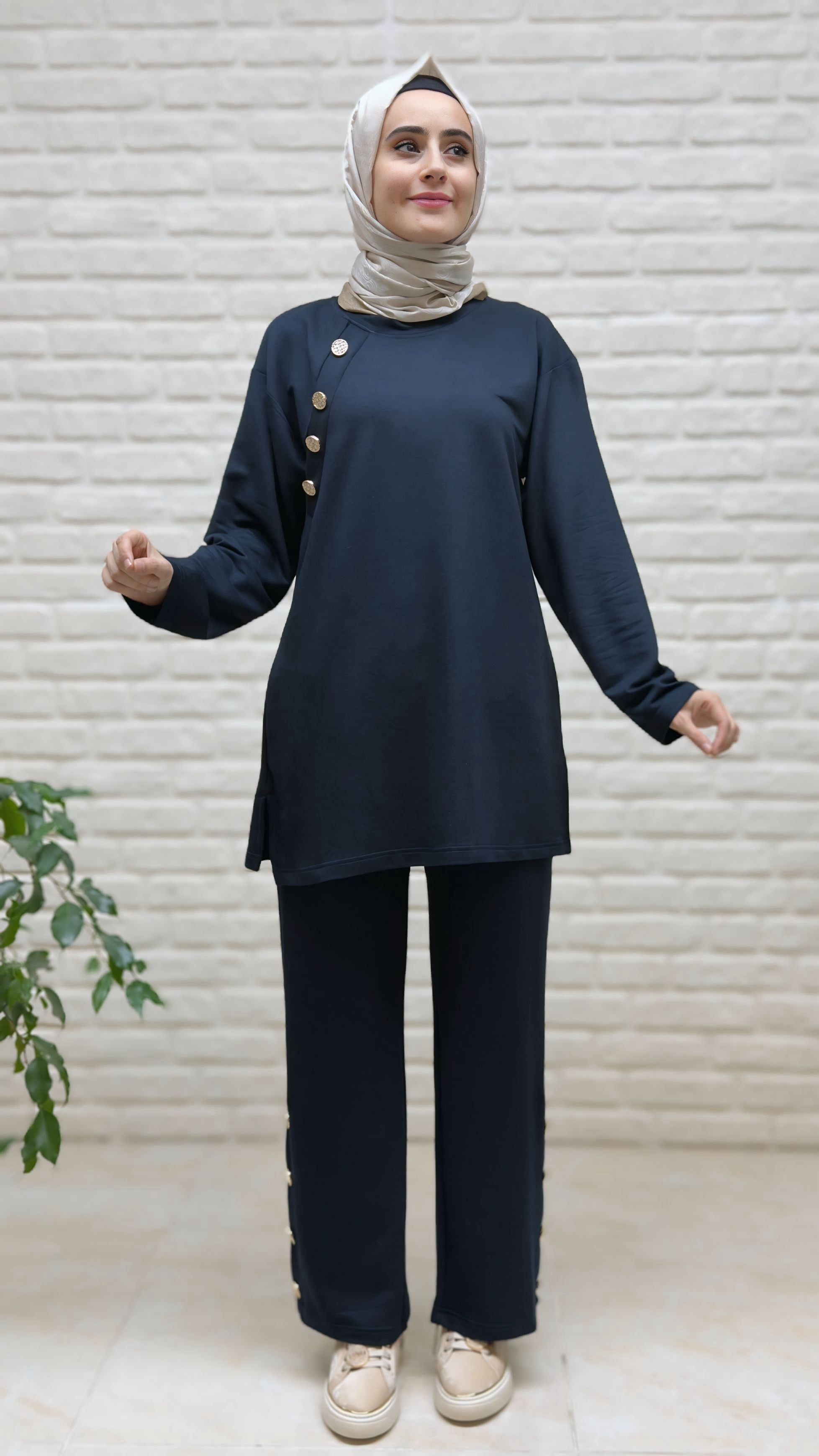 Beranisa Pantolonlu Düğme Detay Takım 3974