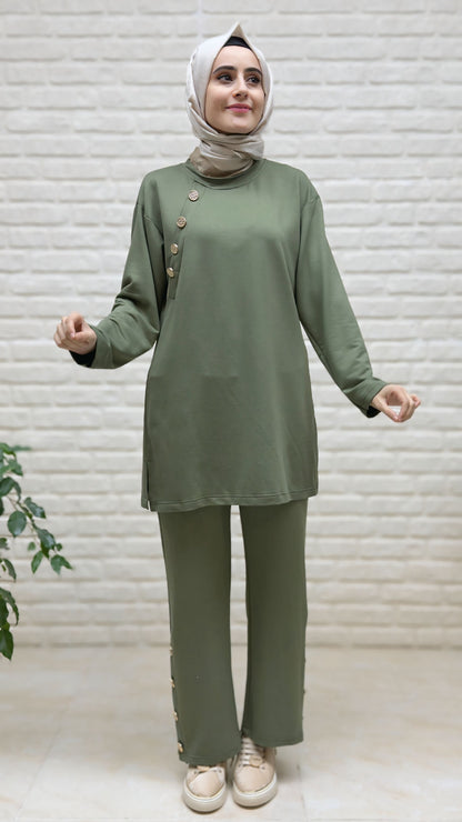 Beranisa Pantolonlu Düğme Detay Takım 3974