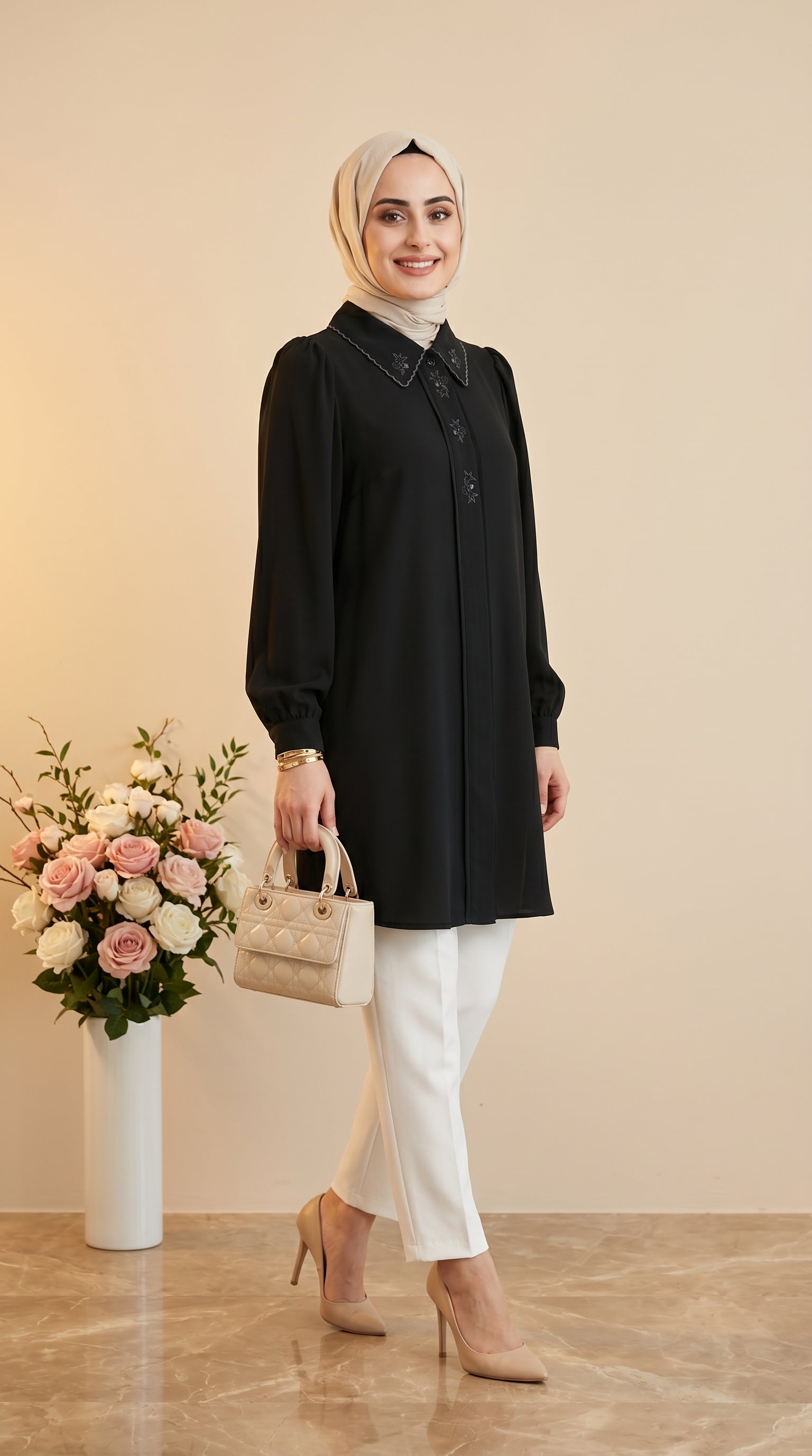 Doque Çiçek İşlemeli Tunik 61092