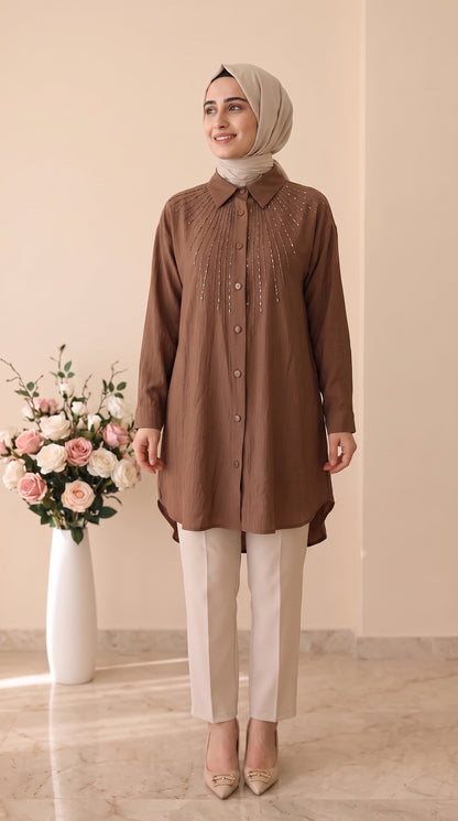Güner Moda Taş İşlemeli Tunik 0678